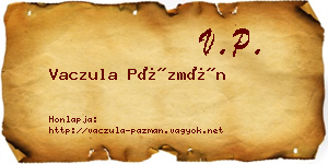 Vaczula Pázmán névjegykártya